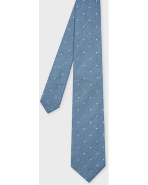 Paul Smith Linen-Silk Polka Dot Tie - Blue