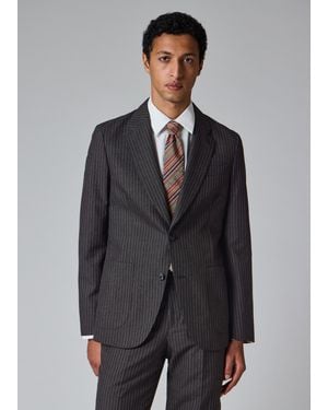Paul Smith Charcoal Pinstripe Wool Patch-Pocket Blazer - Gray
