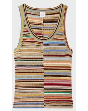 Paul Smith 'Signature Stripe' Merino-Wool Blend Knitted Vest - Brown