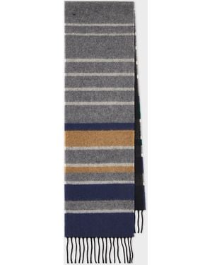 Paul Smith Merino-Cashmere Stripe Scarf - Gray
