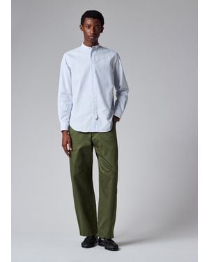 Paul Smith Light Stripe Grandad-Collar Shirt - Gray