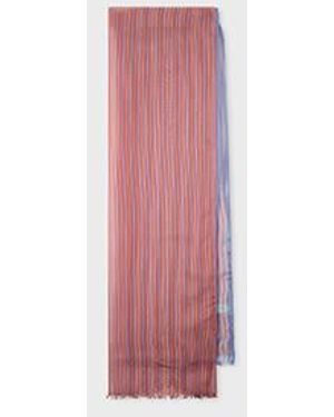 Paul Smith 'Mixed Stripe' Silk-Blend Scarf - Pink