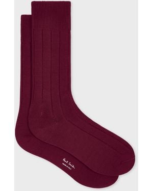 Paul Smith Cotton-Blend Ribbed Socks - Purple
