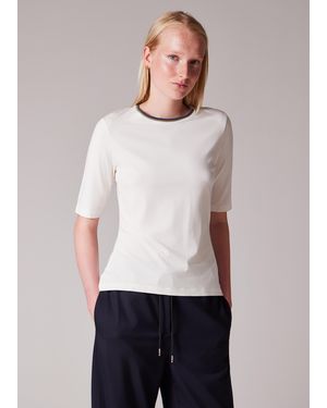 Paul Smith Ivory Viscose Top With 'Signature Stripe' Trim - White