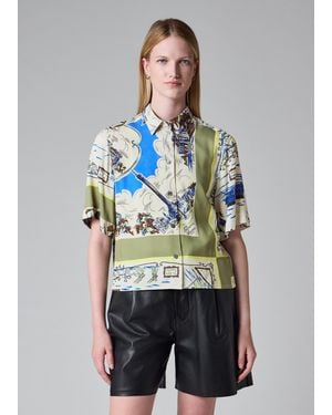 Paul Smith 'London Scarf' Viscose Short-Sleeve Shirt - Blue