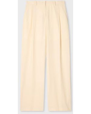 Paul Smith Ecru Cotton Wide-Leg Pants - Natural