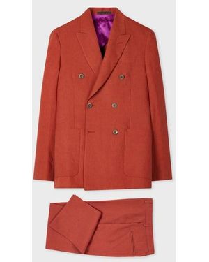 Paul Smith Rust Double-Breasted Linen Two-Piece Suit - Red