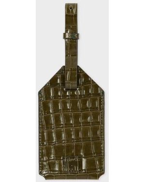 Paul Smith Khaki Croc-Emboss Luggage Tag - Green