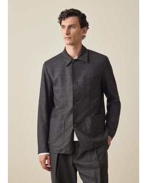 Paul Smith And Check Wool Work Jacket - Black
