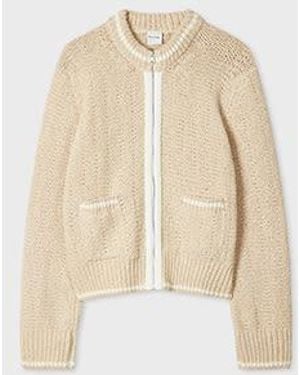Paul Smith Cream Textured Knit Zip Jacket - Natural