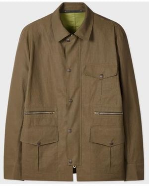 Paul Smith Khaki Linen Field Jacket - Green