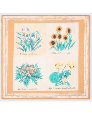 Paul Smith Ecru 'Floral Scarf' Print Pocket Square - Blue
