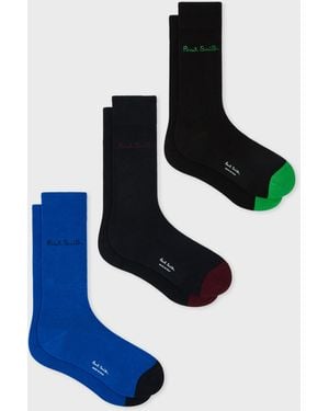 Paul Smith Contrast Toe Socks Three Pack - Blue