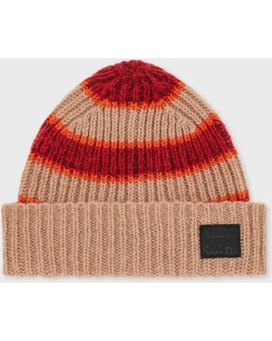 Paul Smith Mohair-Blend Contrast Stripe Beanie - Red