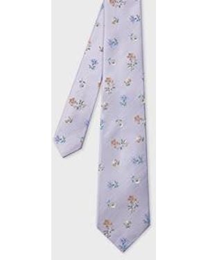 Paul Smith Lilac Floral Silk Tie - Purple