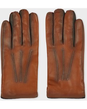 Paul Smith Tan Leather Gloves - Brown