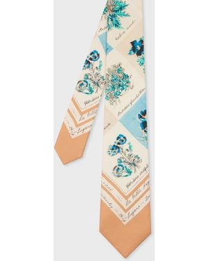 Paul Smith Silk 'Garden Flower' Tie - White