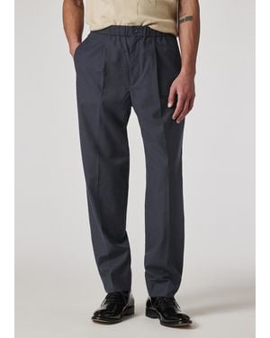 Paul Smith Wool And Cotton-Blend Elasticated Waist Pants - Blue