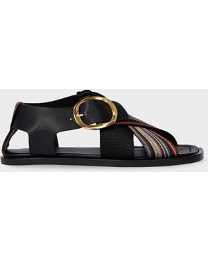 Paul Smith 'Merle' Webbed Cross Strap Sandals - Black