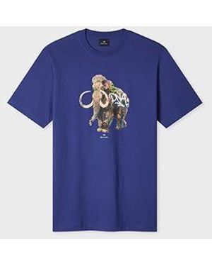 Paul Smith Dark 'Graffiti Mammoth' Print T-Shirt - Blue