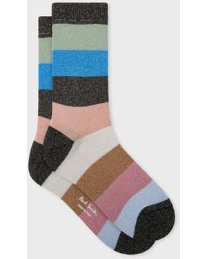 Paul Smith Glitter Swirl Stripe Socks - Blue