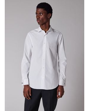 Paul Smith Tailored-Fit Shirt With 'Signature Stripe' Double Cuff - White