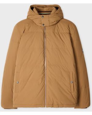 Paul Smith Tan Down Jacket With Detachable Hood - Natural