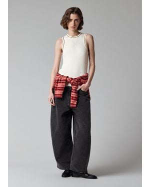 Paul Smith Ecru Wool-Silk Knitted Vest With Contrast Stitching - Gray
