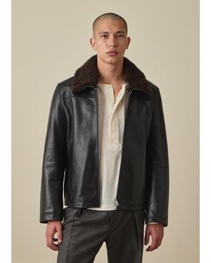 Paul Smith Leather Flight Jacket - Brown