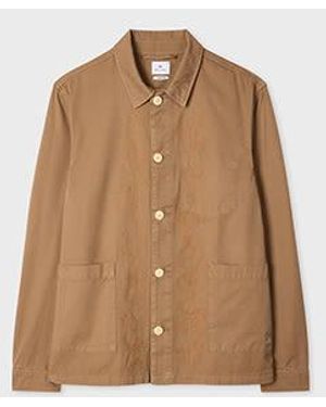 Paul Smith Tan Embroidered-Floral Cotton Work Jacket - Brown