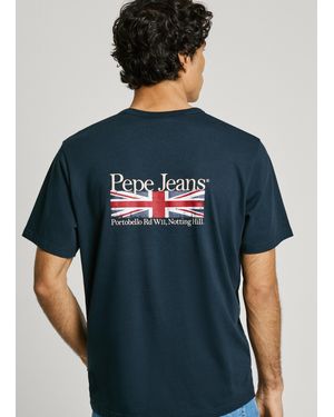 Pepe Jeans T-Shirt Rückseite Bedruckt Regular Fit - Blau