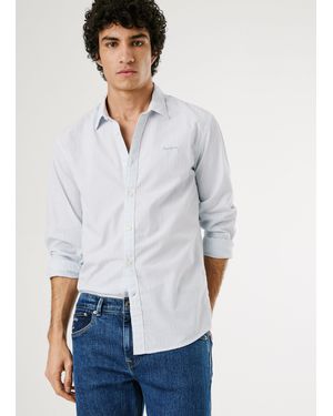 Pepe Jeans Camisa popelín rayas fit slim - Blanco