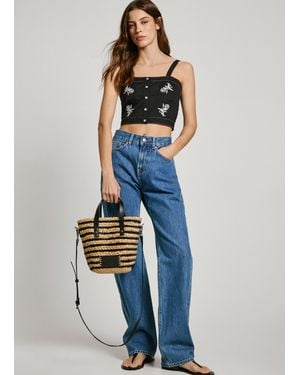 Pepe Jeans Tasche Jute Gestreift - Blau
