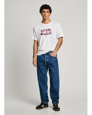 Pepe Jeans T-Shirt Logo Union Jack Regular Fit - Weiß
