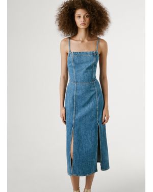 Pepe Jeans Vestido midi denim fit slim - Azul