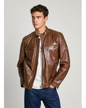 Pepe Jeans Bikerjacke Leder - Blau