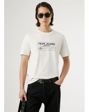 Pepe Jeans Camiseta logo estampado fit regular - Blanco
