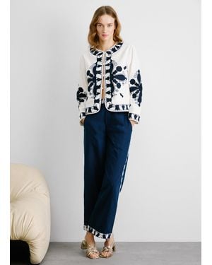 Pepe Jeans Pantalón recto detalles bordados - Azul