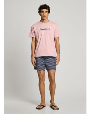 Pepe Jeans Bañador bermuda rayas - Azul