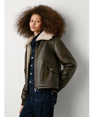 Pepe Jeans Bikerjacke Lederoptik - Schwarz