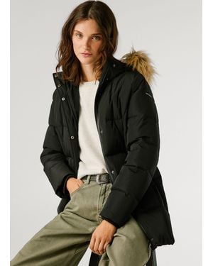 Pepe Jeans Daunenjacke Lang Gefüttert - Schwarz