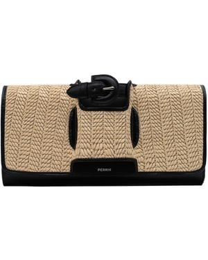 PERRIN Paris La Parisienne Clutch Raphia - Black