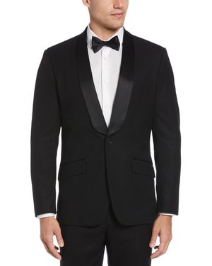 Perry Ellis Slim Fit Textured Tuxedo Jacket - Black