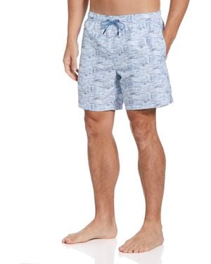 Perry Ellis Striped Wave Swim Shorts - Blue