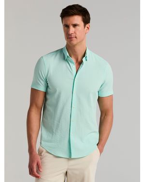 Perry Ellis Stretch Seersucker Slim Fit Shirt - Green