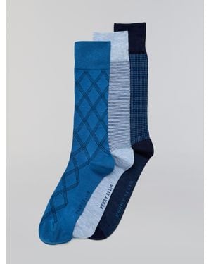 Perry Ellis 3-Pack Everyday Diamond Mix Socks - Blue