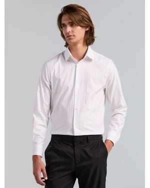 Perry Ellis Slim Fit Herringbone Dress Shirt - White