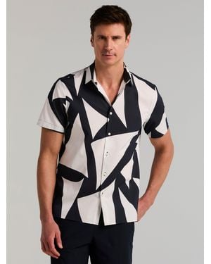 Perry Ellis Abstract Tencelâ Sail Print Cotton Shirt - Black