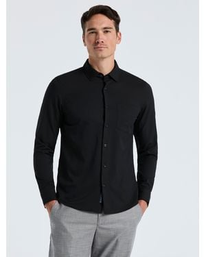 Perry Ellis Untucked Total Stretch Slim Fit Solid Shirt - Black