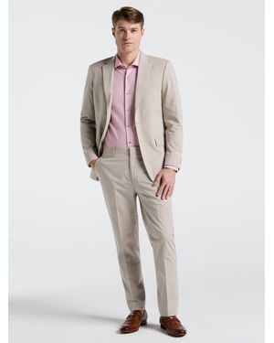 Perry Ellis Slim Fit Solid Linen Blend Suit Jacket - White